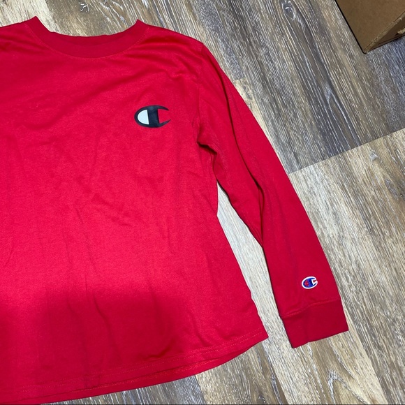 CHAMPION BOYS LONG SLEEVE TEE SHIRT. CHAMPION LOGO ON FRONT AND ARMS - Picture 3 of 6